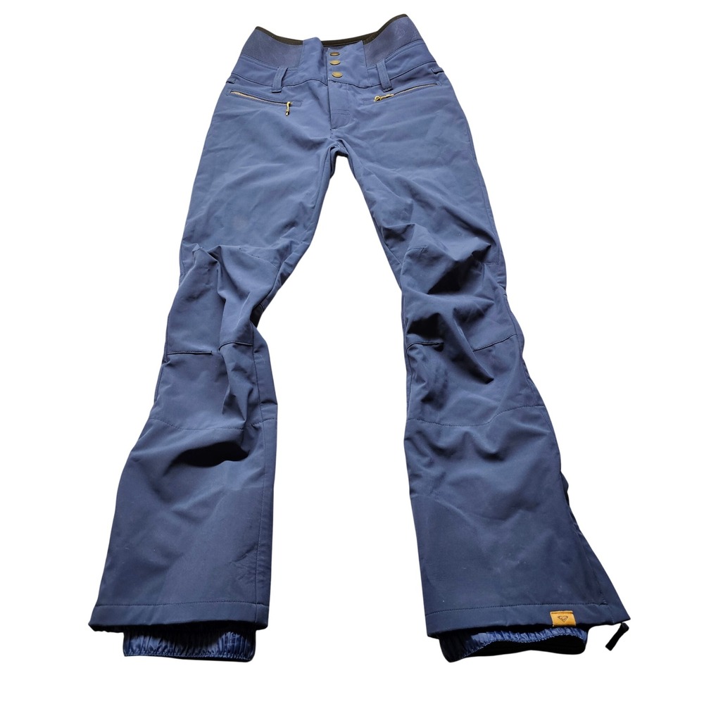 Roxy Rise Up Snow Pants Women Small P. Navy Blue DryFlight Snowboarding Slim Fit